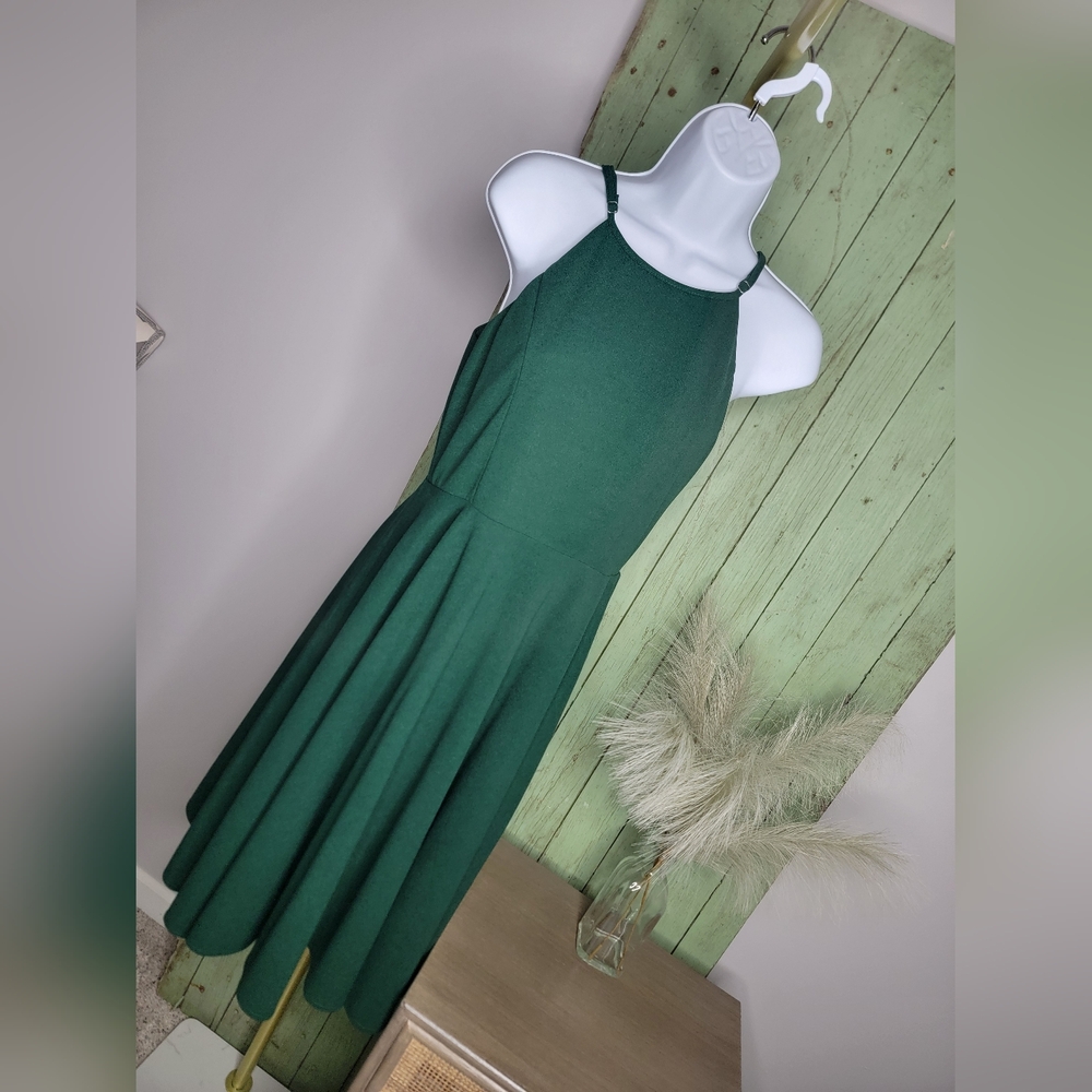 Lulu's Forest Green Halter Dress In Small